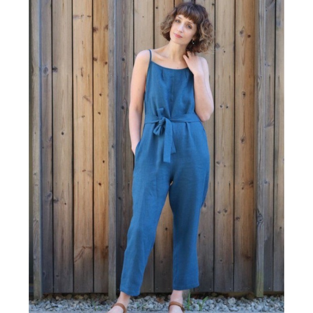 Offon linen shoestring jumpsuit